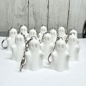 3D Printed Ghost Funny Keychain - White Ghost Design with Chain Attachment  Fun